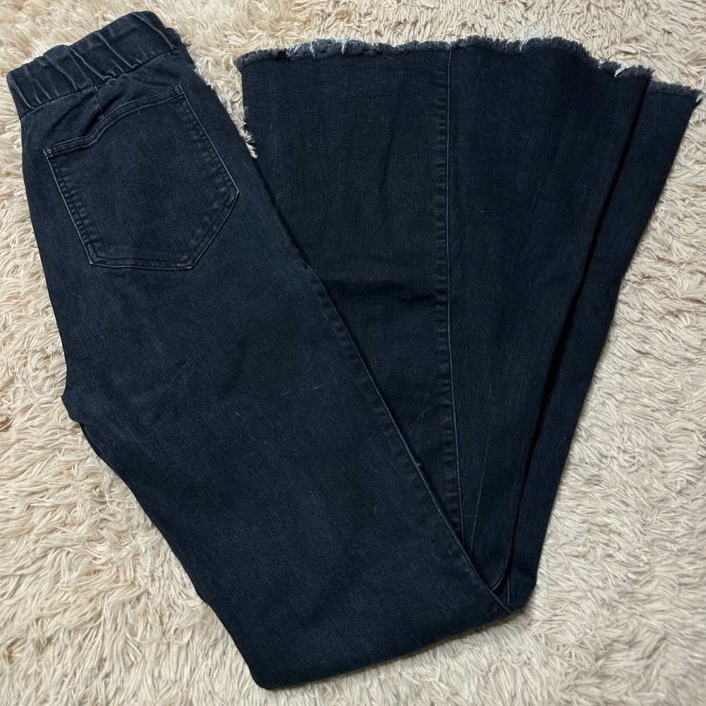 Black wash flared jeans